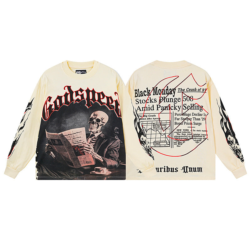 Beige Street Vintage Washed Long Sleeve T-Shirt (Crafted Print) 3175