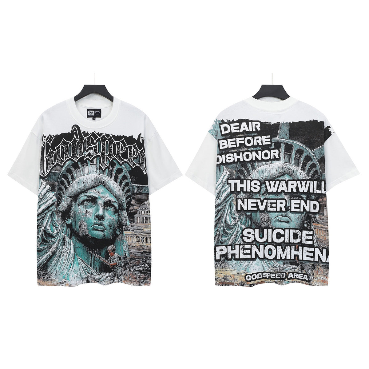 White Street Vintage Washed T-Shirt (Crafted Print) 5133