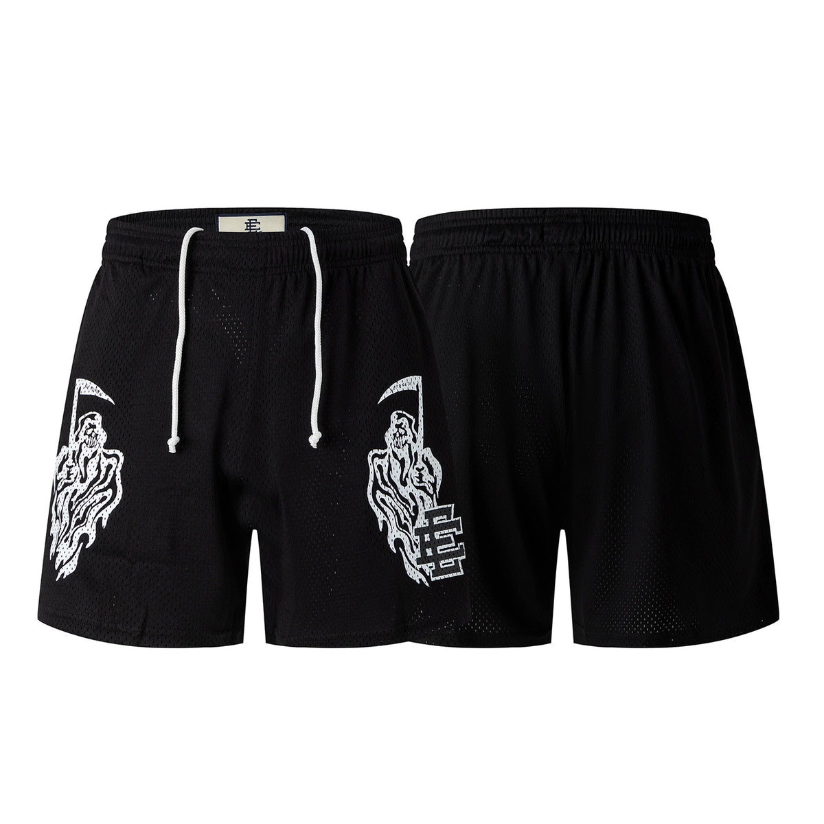 Black Streetwear Shorts Quick Dry Loose Fit Breathable Elastic Waist Summer Casual Shorts EES-11