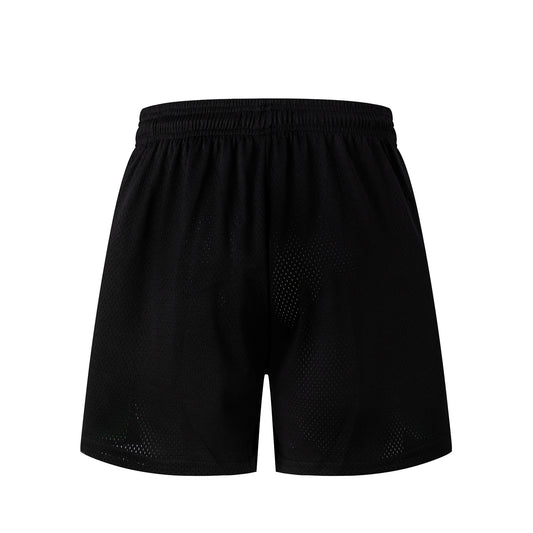 Black Streetwear Shorts Orange Letter Print Loose Fit Breathable Elastic Waist Summer Casual Shorts EES20