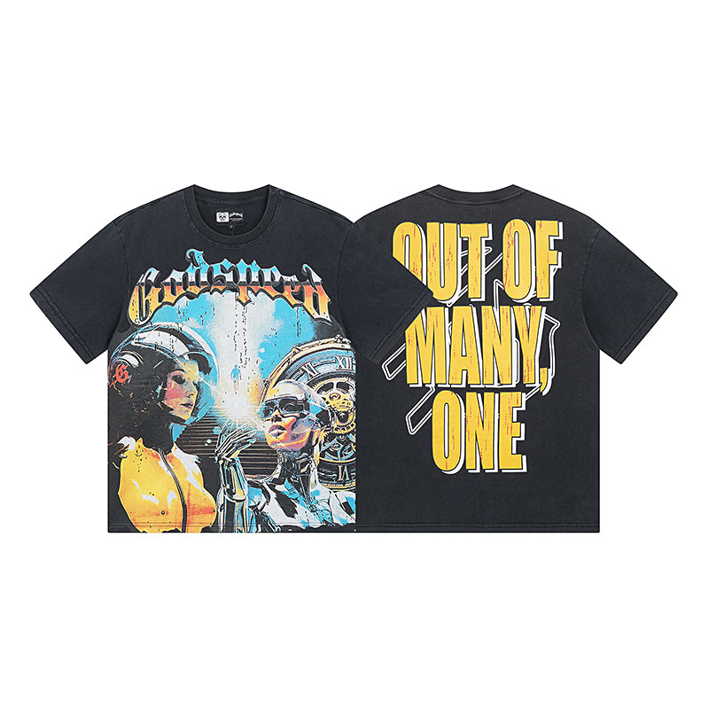 Black Street Vintage Washed T-Shirt (Crafted Print) 1000