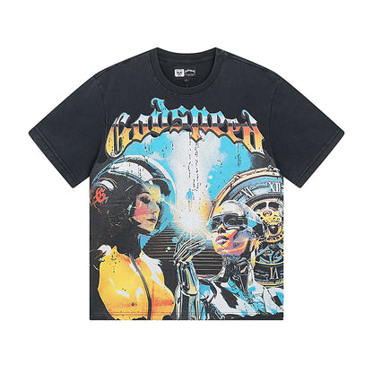 Black Street Vintage Washed T-Shirt (Crafted Print) 1000
