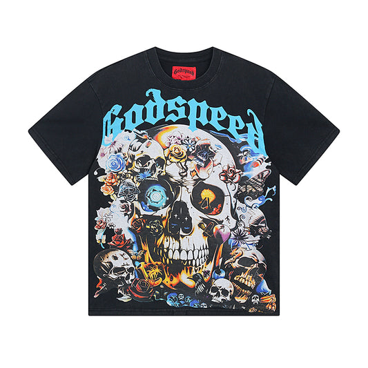 Black Street Vintage Washed T-Shirt (Crafted Print) 1001