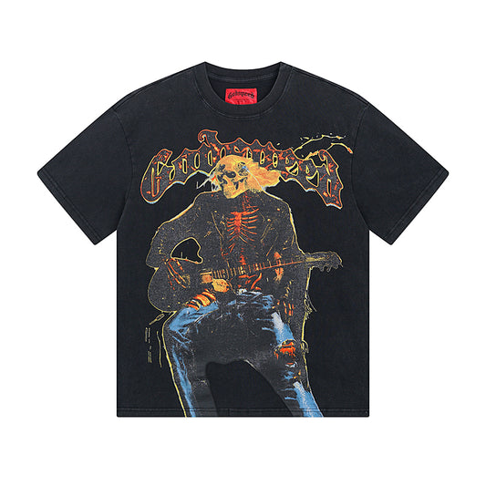 Black Street Vintage Washed T-Shirt (Crafted Print) 1008