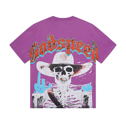 Purple & Black Street Vintage Washed T-Shirt (Crafted Print) 1018