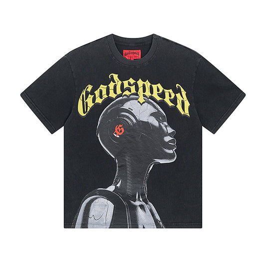 Black Street Vintage Washed T-Shirt (Crafted Print) 1021