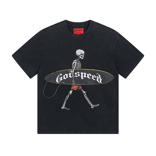Black Street Vintage Washed T-Shirt (Crafted Print) 1025