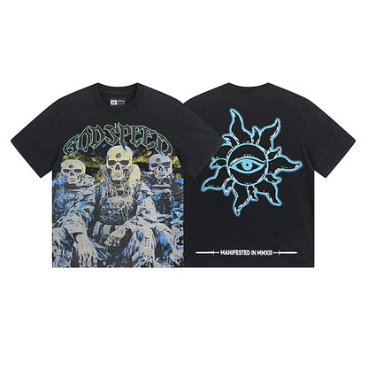 Black Street Vintage Washed T-Shirt (Crafted Print) 1032