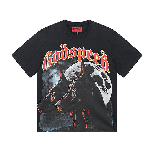 Black Street Vintage Washed T-Shirt (Crafted Print) 1033