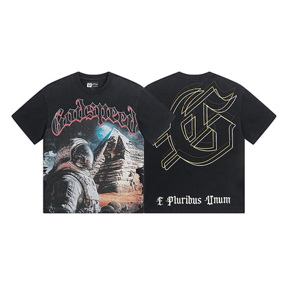 Black & Blue Street Vintage Washed T-Shirt (Crafted Print) 1050