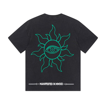 Black Street Vintage Washed T-Shirt (Crafted Print) 1069