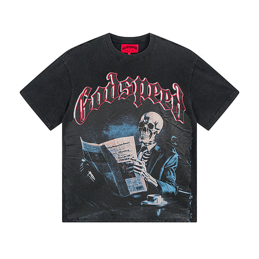 Black Street Vintage Washed T-Shirt (Crafted Print) 1079