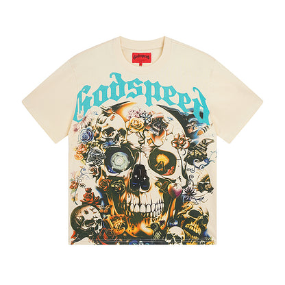 T-shirt homme beige Rock Street vintage délavé (impression artisanale) 3001