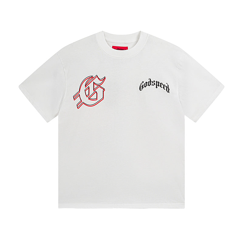 Camiseta blanca lavada estilo street vintage para hombre (estampado artesanal) 3072