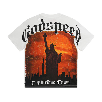 Camiseta blanca lavada estilo street vintage para hombre (estampado artesanal) 3072