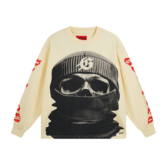 Beige Street Vintage Washed Long Sleeve T-Shirt (Crafted Print) 3097