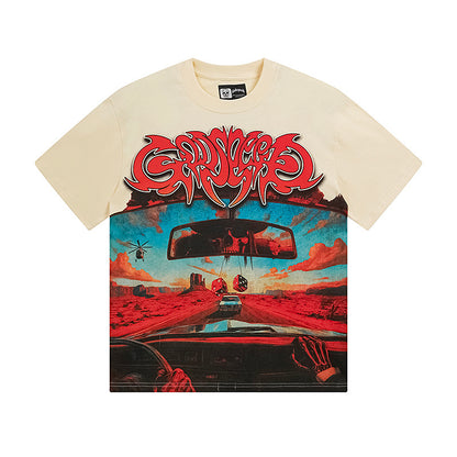 Beige Street Vintage Washed T-Shirt (Crafted Print) 3137