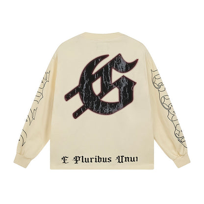 Beige Street Vintage Washed Long Sleeve T-Shirt (Crafted Print) 3159
