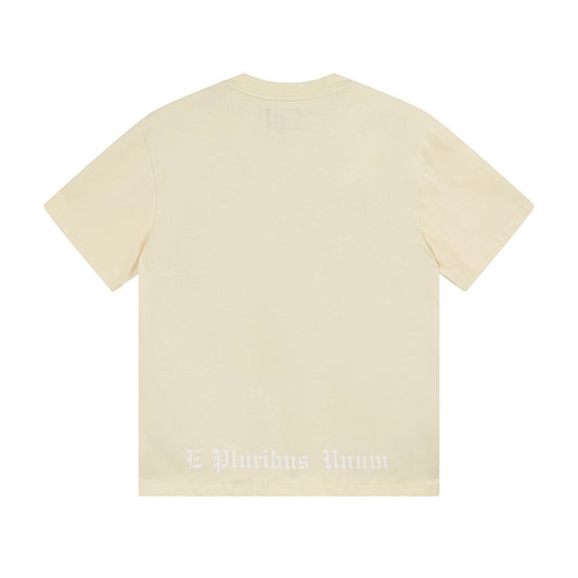 Camiseta beige lavada vintage para hombre (estampado artesanal) 3163