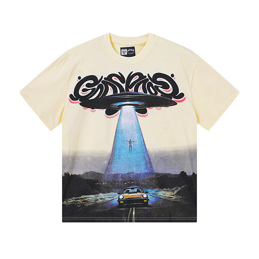 Beige Street Vintage Washed T-Shirt (Crafted Print) 3172