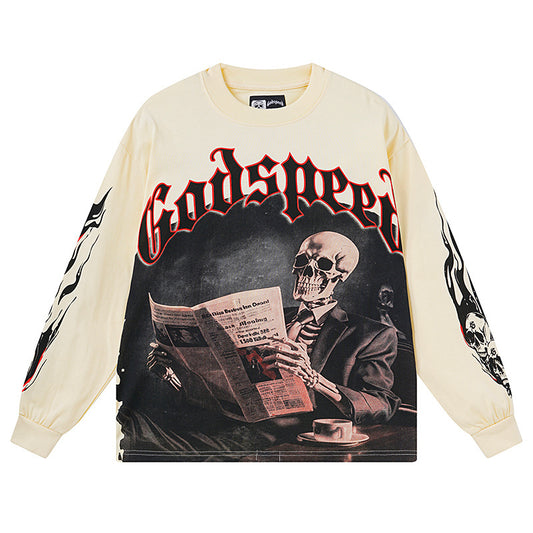 Beige Street Vintage Washed Long Sleeve T-Shirt (Crafted Print) 3175
