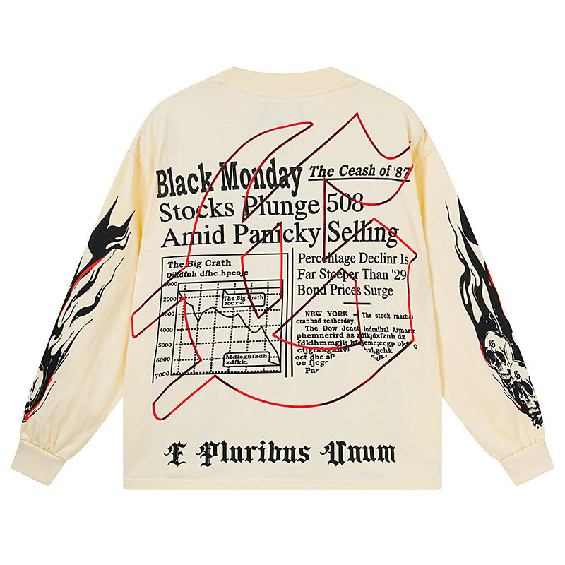 Beige Street Vintage Washed Long Sleeve T-Shirt (Crafted Print) 3175