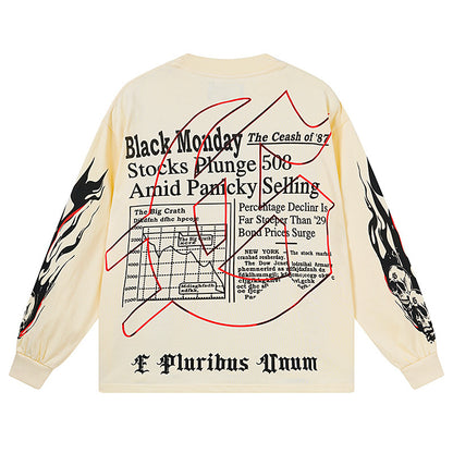 Beige Street Vintage Washed Long Sleeve T-Shirt (Crafted Print) 3175