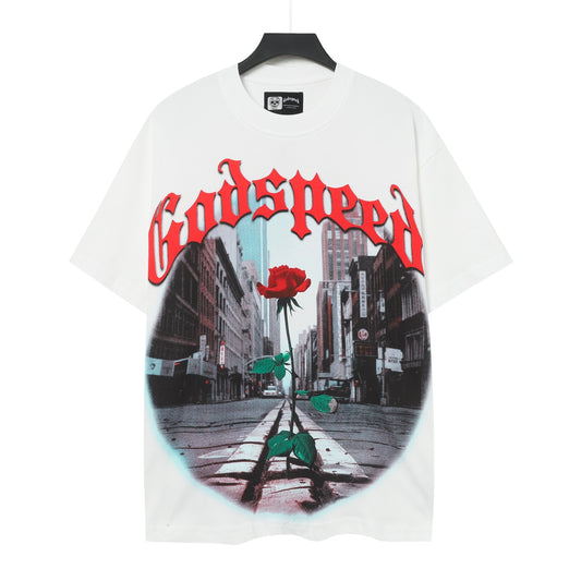 Men’s White Street Vintage Washed T-Shirt (Crafted Print) 5079