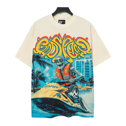 Beige Street Vintage Washed T-Shirt (Crafted Print) 5081