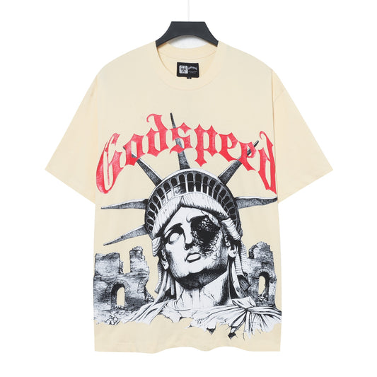 Beige & Purple Street Vintage Washed T-Shirt (Crafted Print) 5086