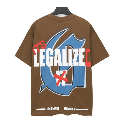 Gold & Blue & Coffee Street Vintage Washed T-Shirt (Crafted Print) 5100
