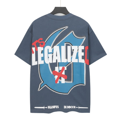 Gold & Blue & Coffee Street Vintage Washed T-Shirt (Crafted Print) 5100