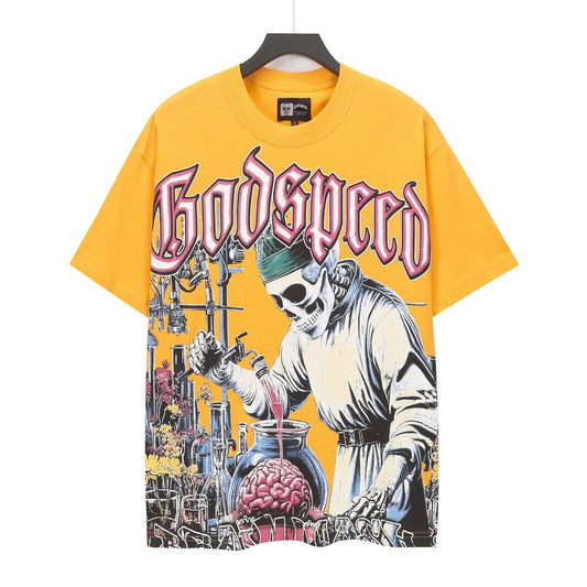 Camiseta lavada vintage Gold Street para hombre (estampado artesanal) 5115