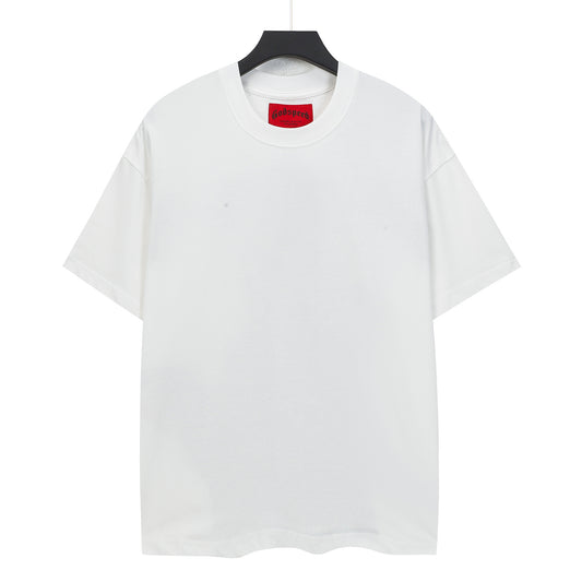 Camiseta blanca lavada vintage de calle para hombre (estampado artesanal) 5121