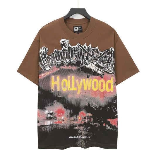 Camiseta lavada vintage Coffee Street para hombre (estampado artesanal) 5127