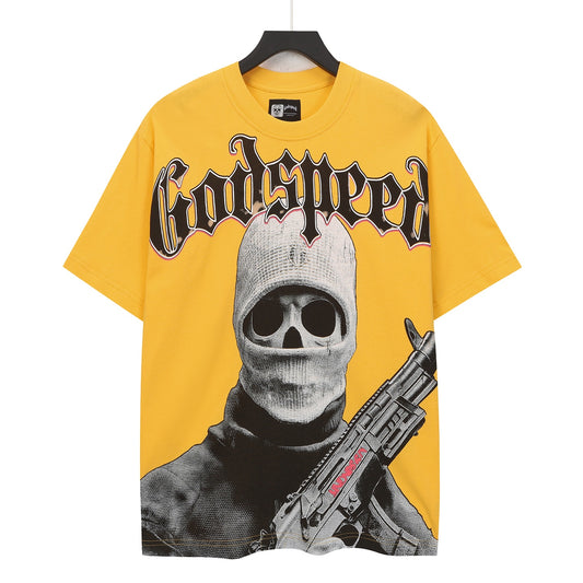 Camiseta lavada vintage Gold Street para hombre (estampado artesanal) 5129