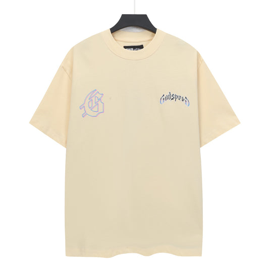 Camiseta beige vintage lavada para hombre (estampado artesanal) 5141