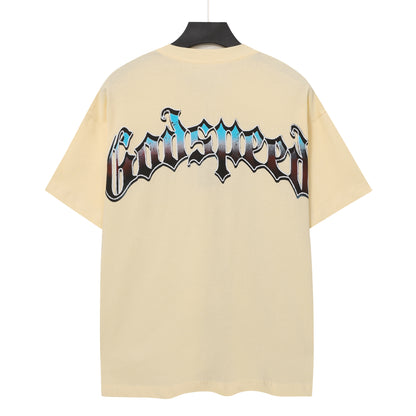 Camiseta vintage lavada beige y gris para hombre (estampado artesanal) 5153