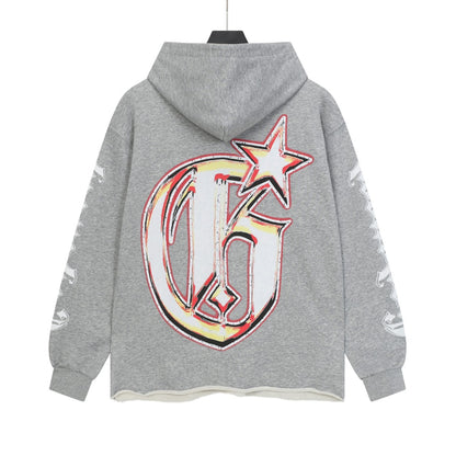Sweat à capuche homme noir, café et gris style vintage délavé (impression artisanale) 6853