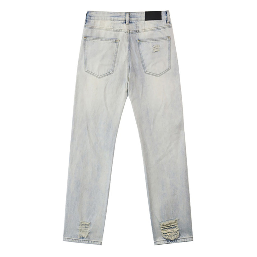 Blue & Grey & Black Loose Fit Denim Pants Streetwear Vintage Style Jeans 8209