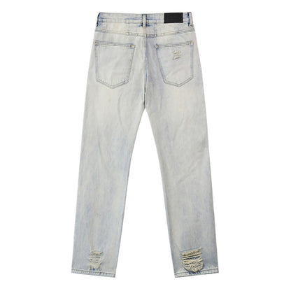 Blue & Grey & Black Loose Fit Denim Pants Streetwear Vintage Style Jeans 8209