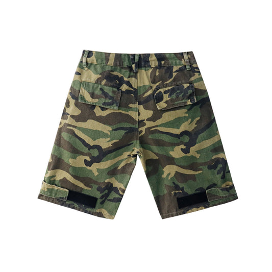 Pantalón corto vaquero holgado bordado para hombre, estilo urbano 8661