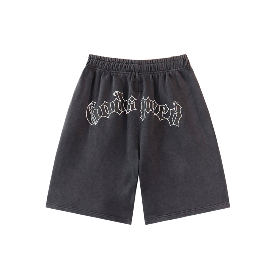 Pantalones cortos de hombre con doble hilo lavado en negro y azul, estampados, estilo urbano vintage 8679