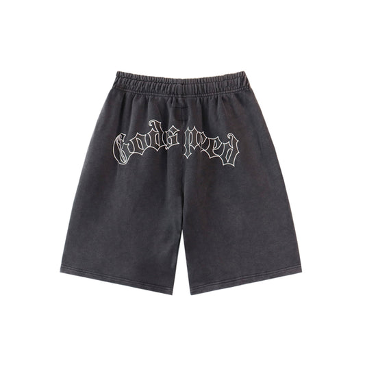 Pantalones cortos de hombre con doble hilo lavado en negro y azul, estampados, estilo urbano vintage 8679