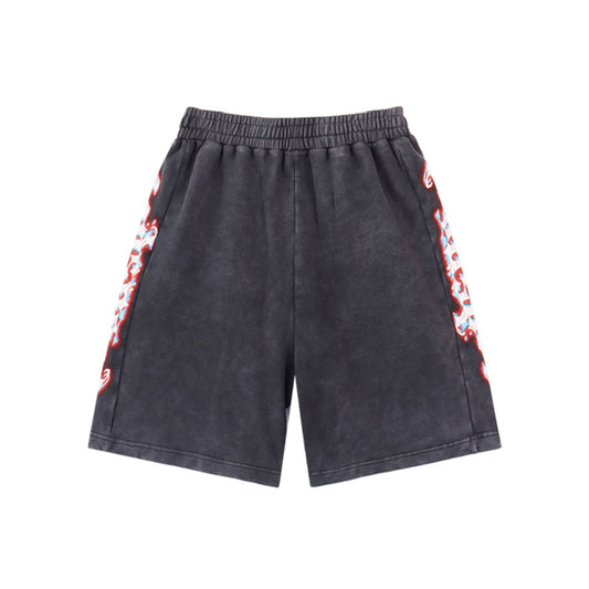 Pantalones cortos de hombre con doble hilo lavado en negro y azul, estampados, estilo urbano vintage 8770