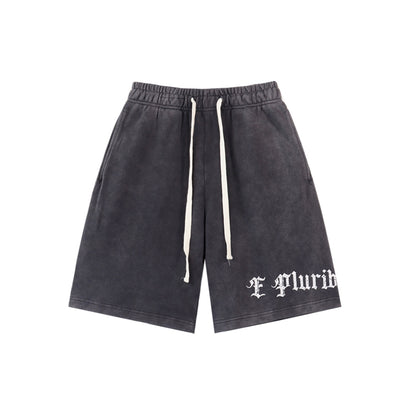 Pantalones cortos de hombre con doble hilo lavado en negro y azul, estampados, estilo urbano vintage 8771