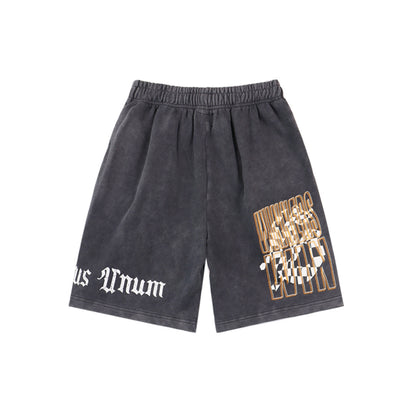 Pantalones cortos de hombre con doble hilo lavado en negro y azul, estampados, estilo urbano vintage 8771