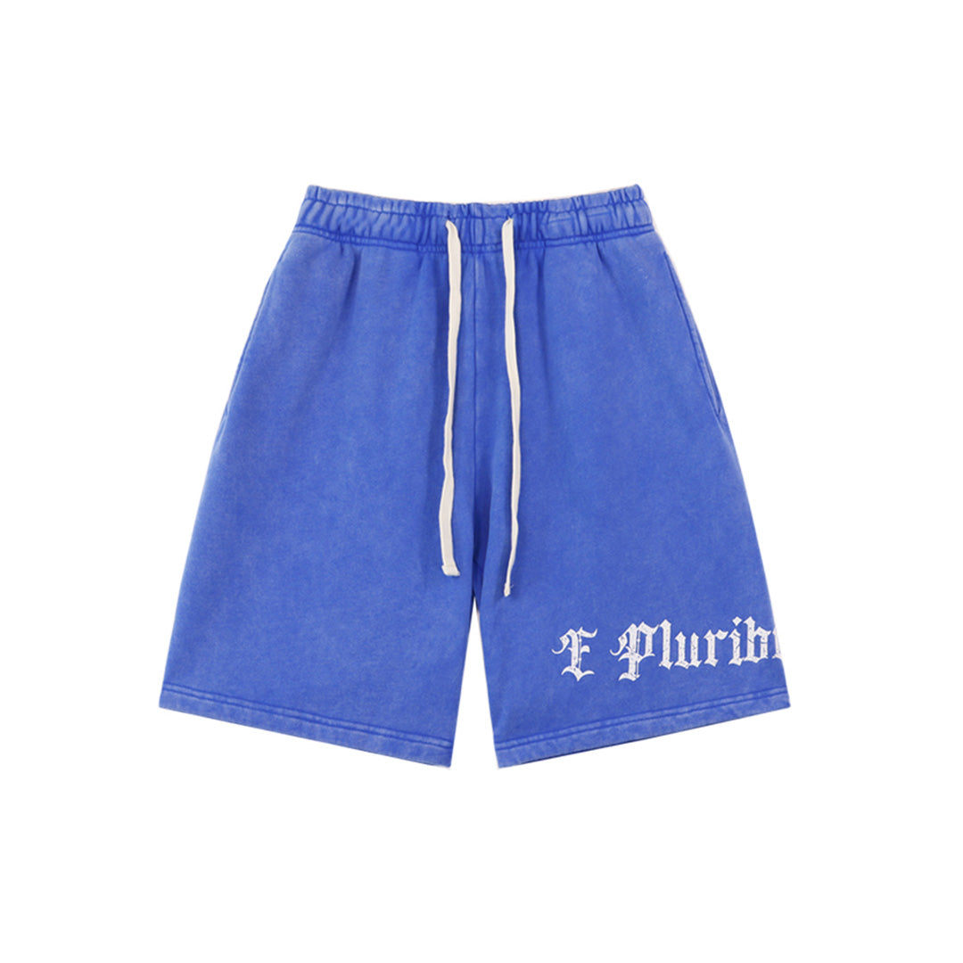 Pantalones cortos de hombre con doble hilo lavado en negro y azul, estampados, estilo urbano vintage 8771