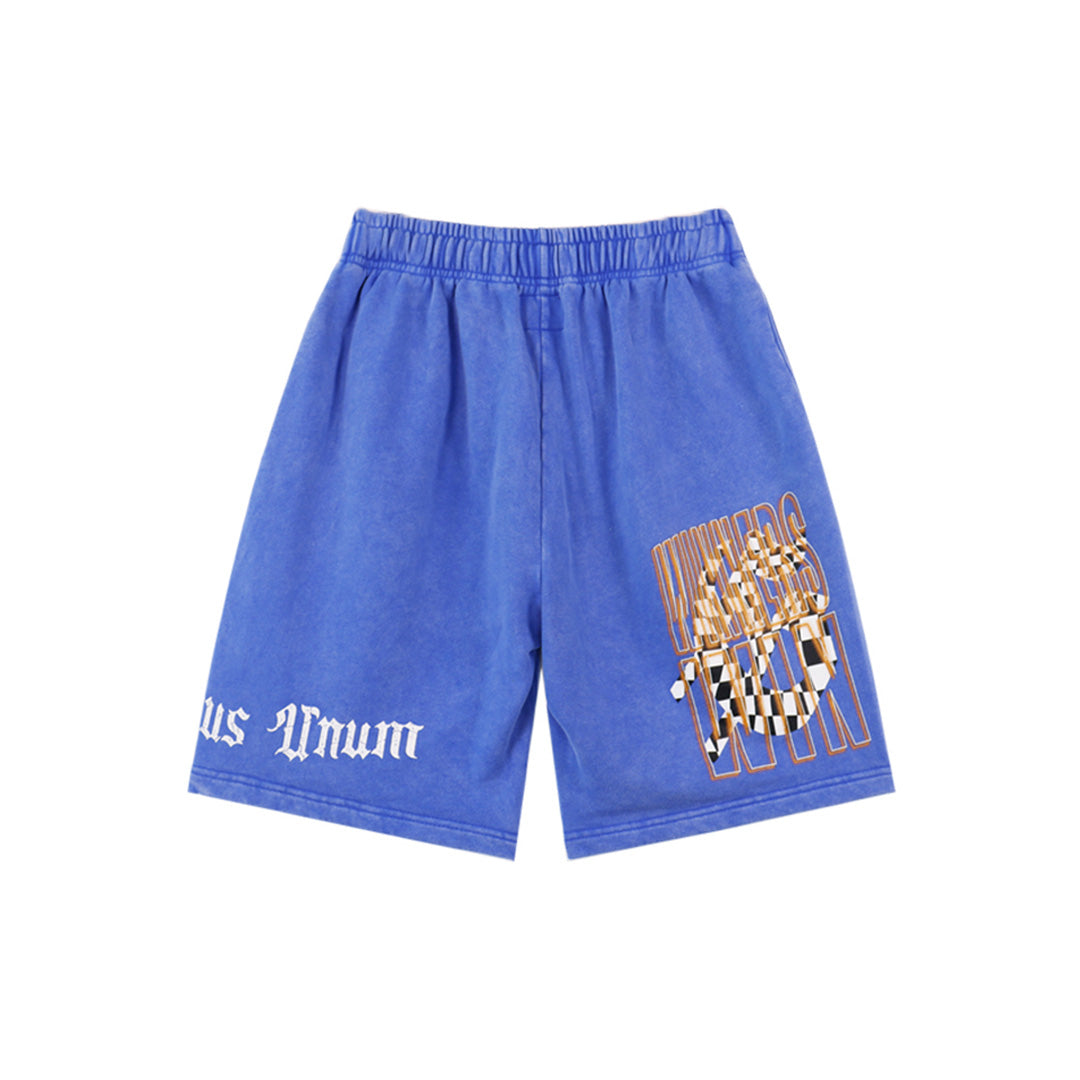 Pantalones cortos de hombre con doble hilo lavado en negro y azul, estampados, estilo urbano vintage 8771