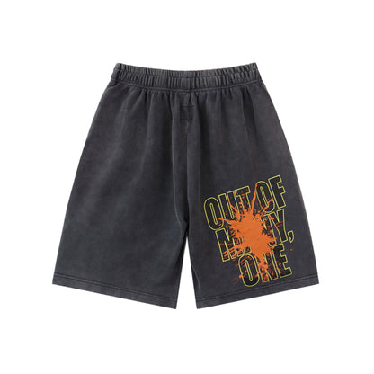 Pantalones cortos de hombre con doble hilo lavado en negro y azul, estampados, estilo urbano vintage 8780